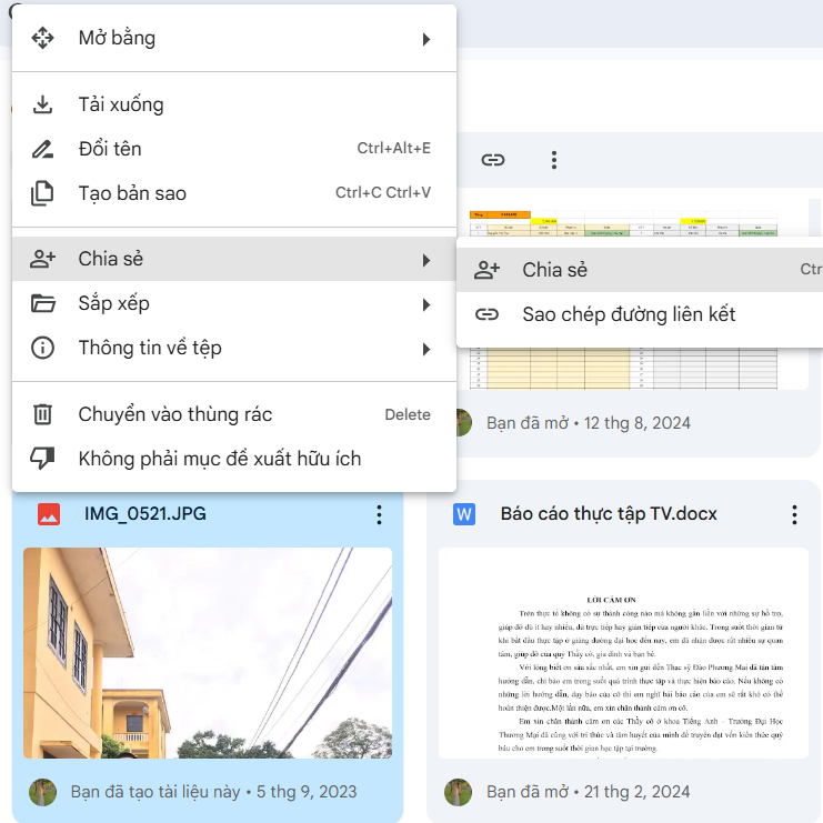 Hướng dẫn cách chia sẻ Google Drive qua Zalo trên máy tính bước 3